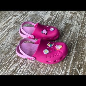 Girls Pink Crocs size big girls 2, like new